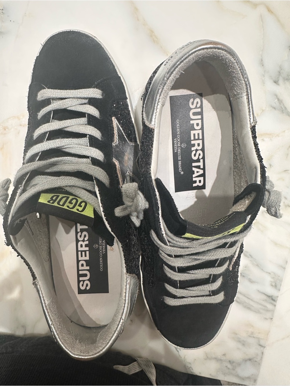 Golden Goose Black Glitter Star Low-Top Sneakers with Silver Accents - Picture 4 of 5